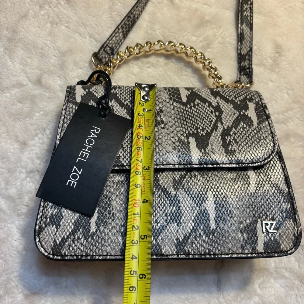 NWT Rachel Zoe Bag Pixie Black Gray Snakeskin Animal Print Crossbody Gold Hardwr